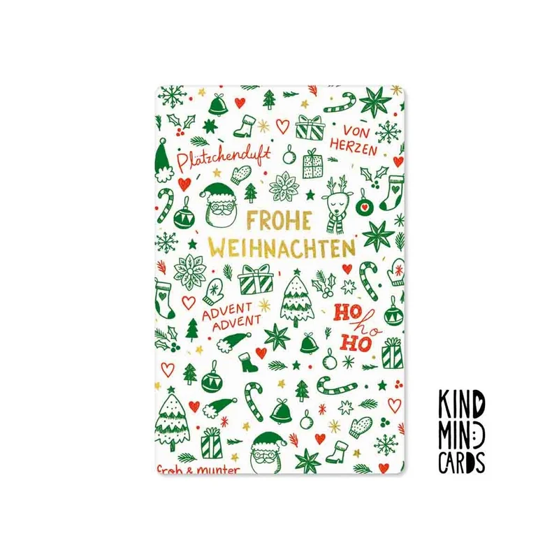 Kind Mind Card "Frohe Weihnachten Muster Grün"