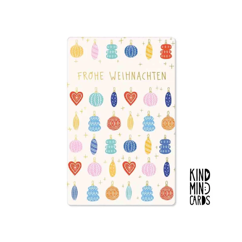 Kind Mind Card "Frohe Weihnachten Baumkugeln"