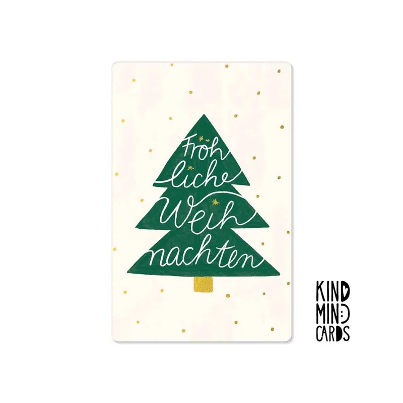 Kind Mind Card "Fröhliche Weihnachten Baum Lettering"