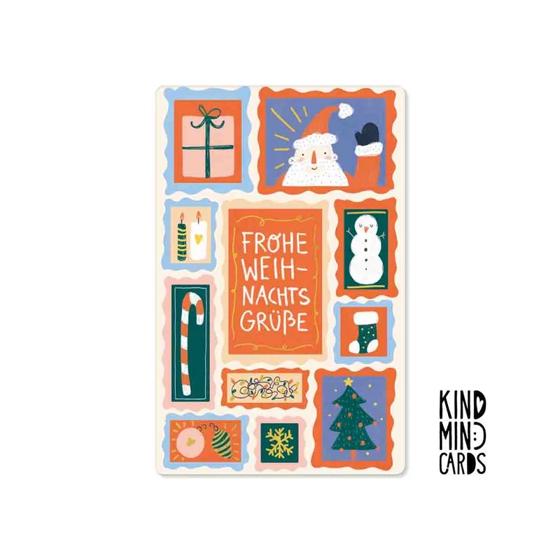 Kind Mind Card "Frohe Weihnachtsgrüße Briefmarken"