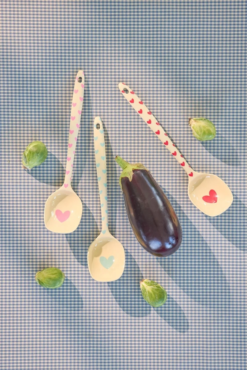 Rice Melamin Kochlöffel - Créme - Favorite Hearts Print