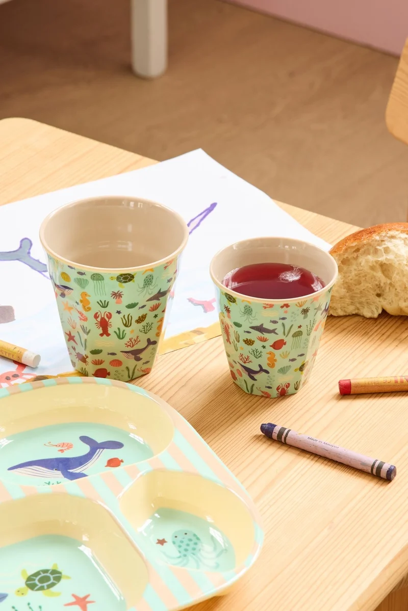 Melamin Becher medium- Blau - Ocean Print