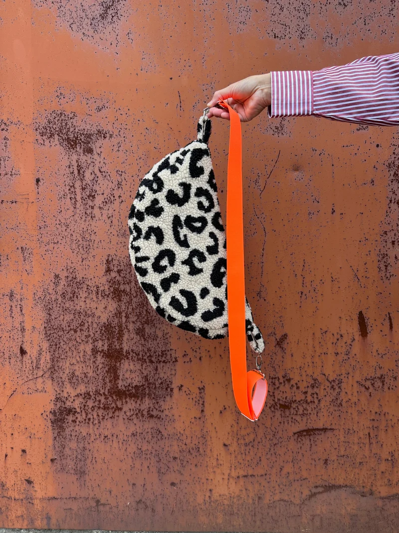 CROSSBODY BAG - LEO SAND + NEON ORANGE
