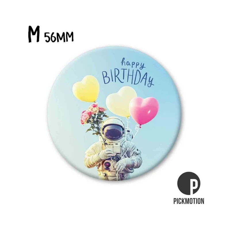 Magnet rund 56mm "Happy Birthday Astronaut"