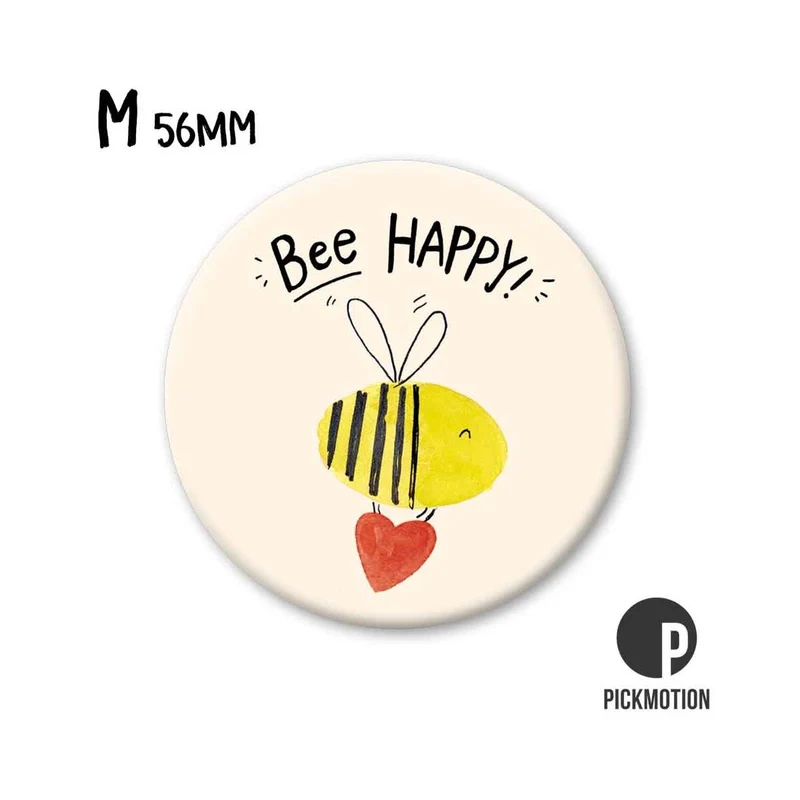 Magnet rund 56mm "Bee Happy"