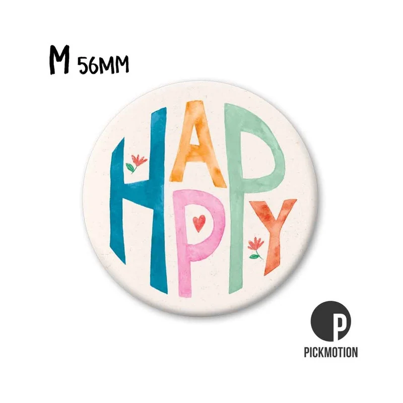 Magnet rund 56mm "Happy"