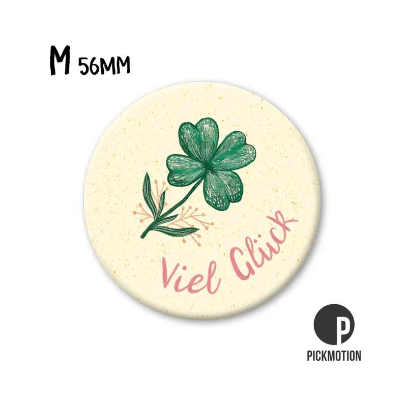 Magnet rund 56mm "Viel Glück Kleeblatt"