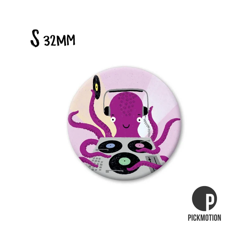 Magnet rund 32mm "DJ Oktopus"