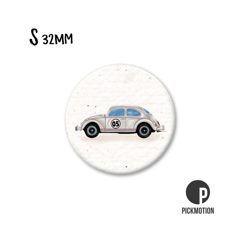 Magnet rund 32mm "White Vintage car"
