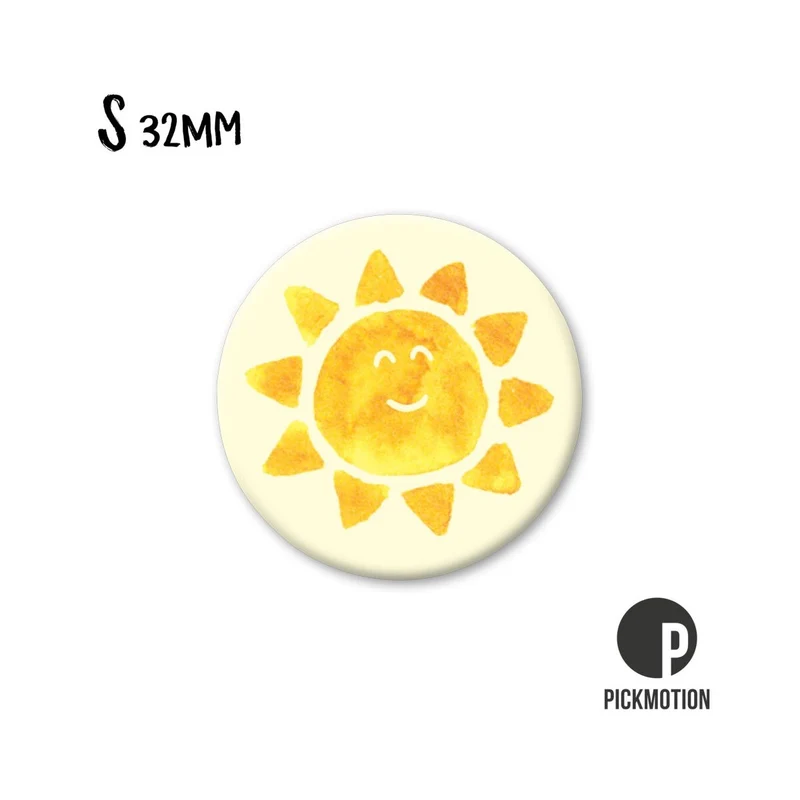 Magnet rund 32mm "Lächelnde Sonne"