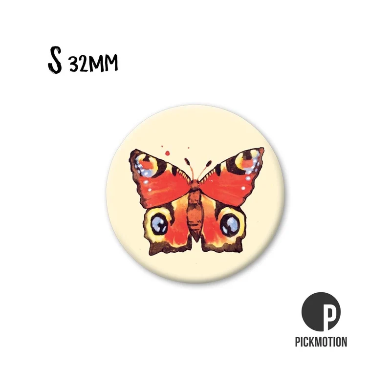 Magnet rund 32mm "Roter Schmetterling"