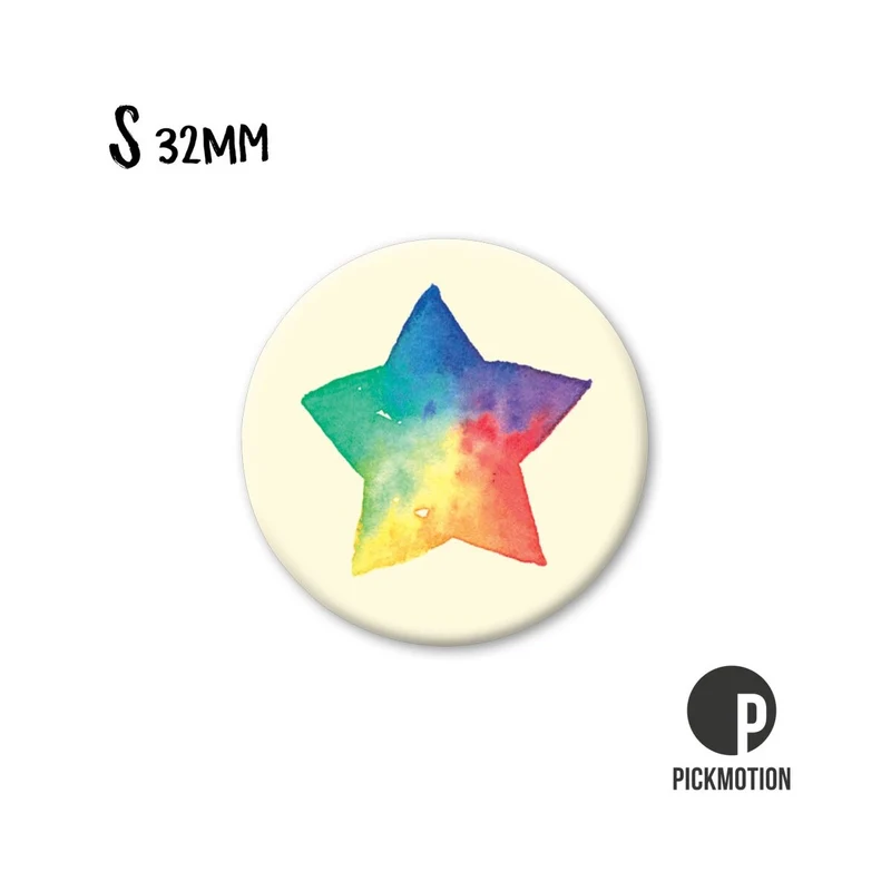 Magnet rund 32mm "Regenbogen Stern"