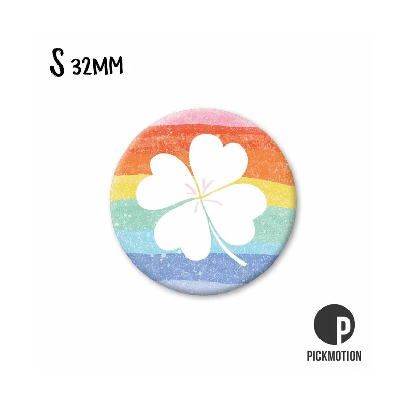 Magnet rund 32mm "Kleeblatt Regenbogen"