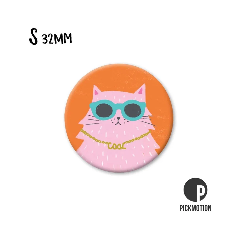 Magnet rund 32mm "Coole Katze"