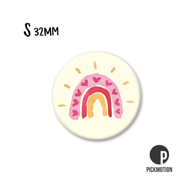 Magnet rund 32mm "Regenbogen rot"