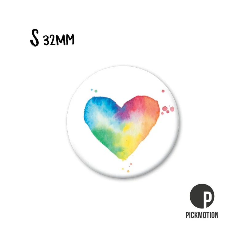 Magnet rund 32mm "Rainbow Heart Aquarell"
