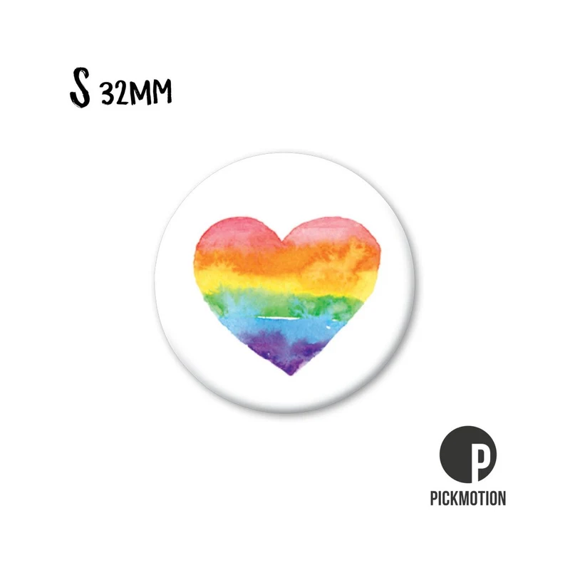 Magnet rund 32mm "Rainbow Heart"