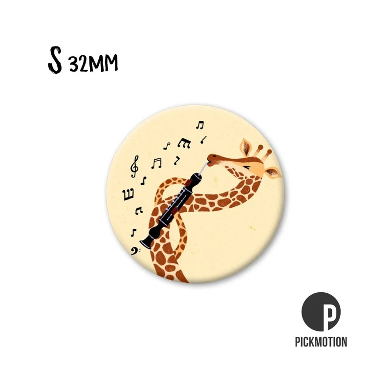 Magnet rund 32mm "Giraffe Klarinette"