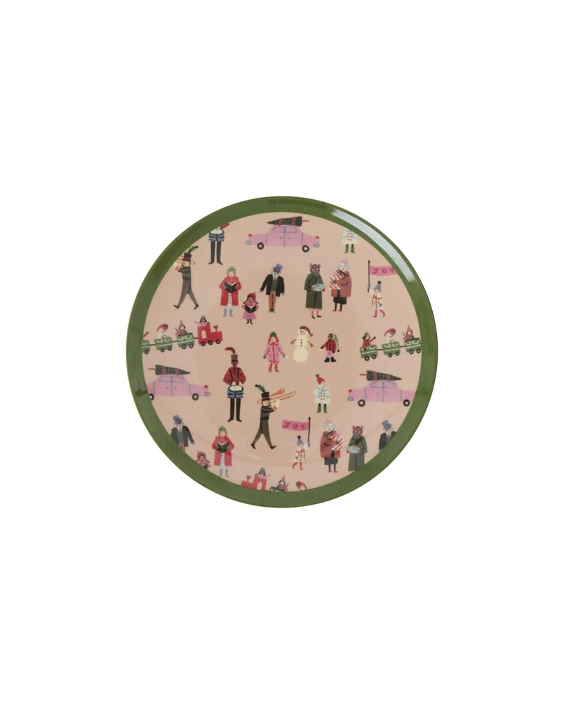 Kleine Rund Kuchenplatte - Gräuliches Pink - Holiday Print