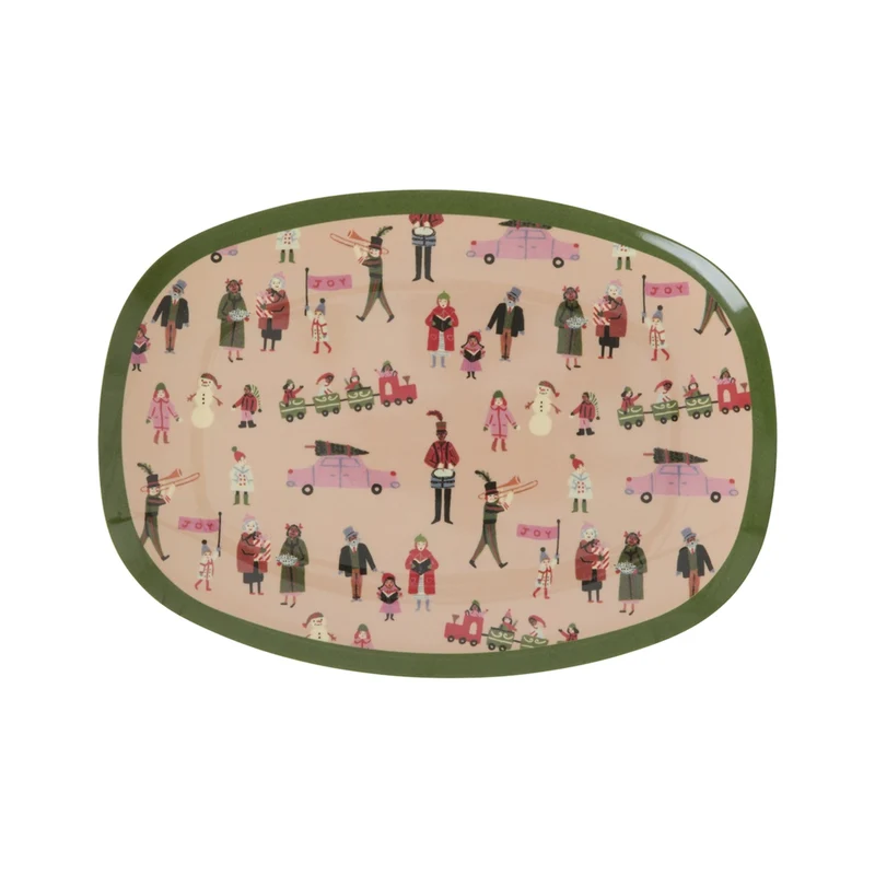 Kleine Rechteckig Beilagenteller - Gräuliches Pink - Holiday Print