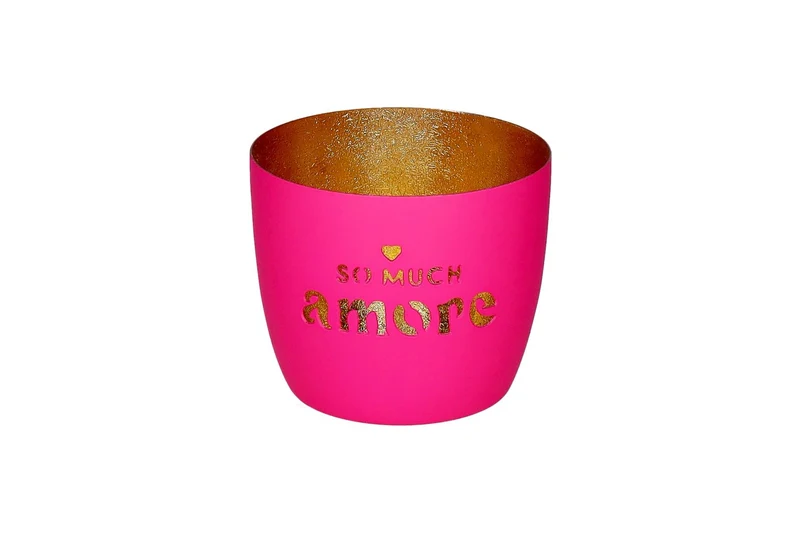 Windlicht "So much amore"Hot Pink/Gold