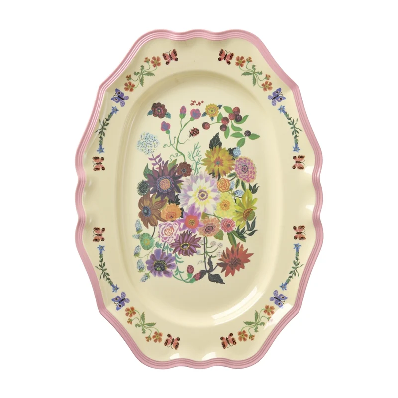 Groß Vintage Servierplatte - Pink - Nathalie Lété Print