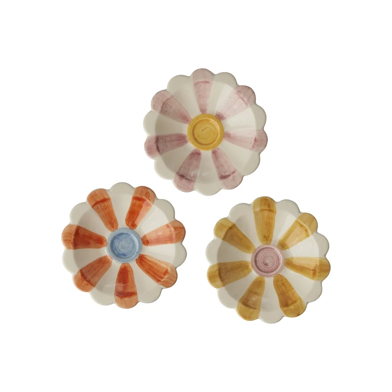 Kleine Keramik Dipschälchen - Hand-painted Stripes verschiedene Farben
