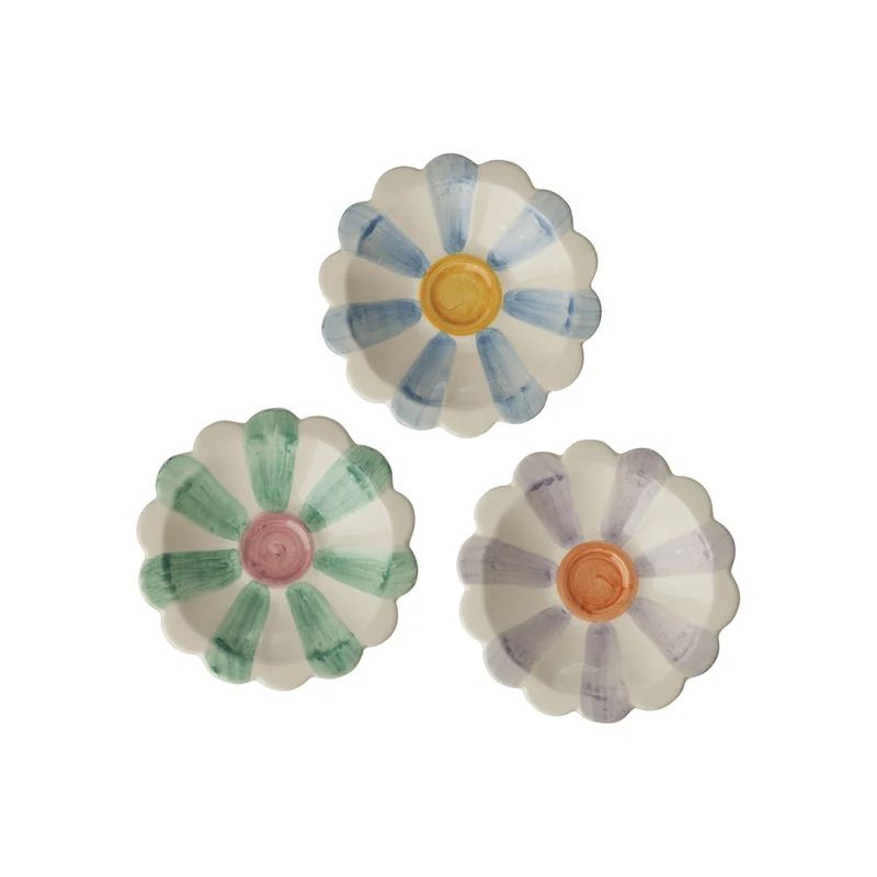 Kleine Keramik Dipschälchen - Hand-painted Stripes verschiedene Farben