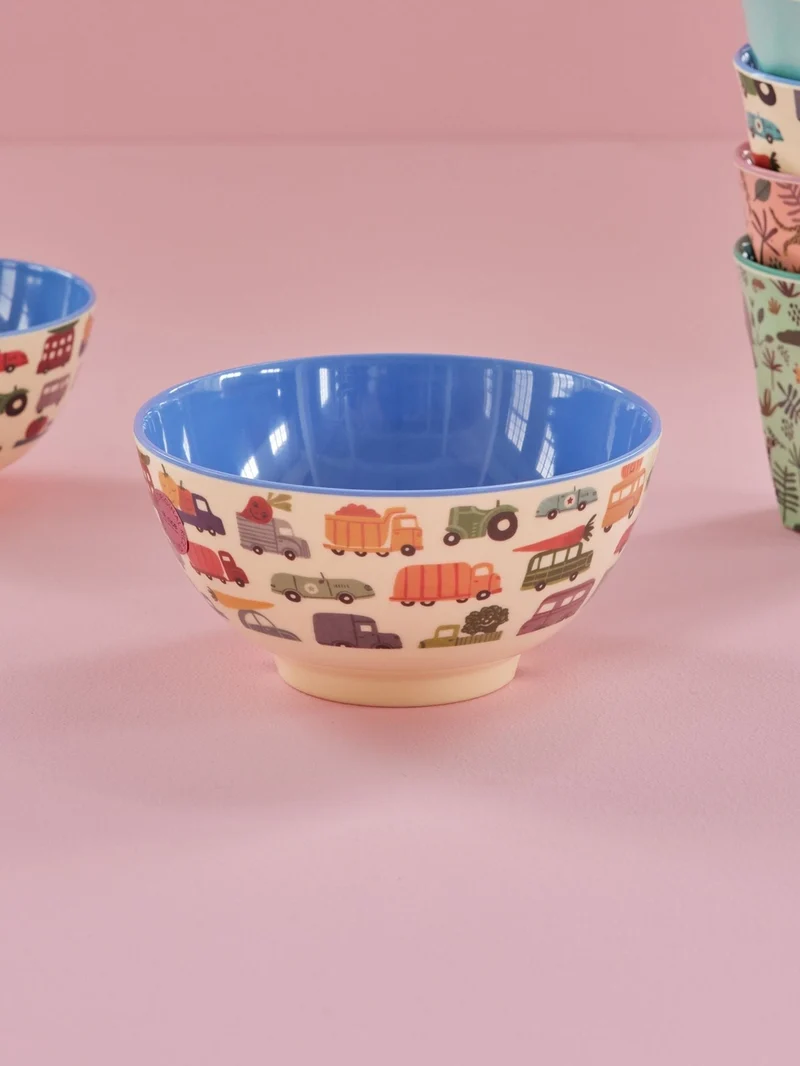 Rice Müslischale medium -beige- „Happy Cars“ Print