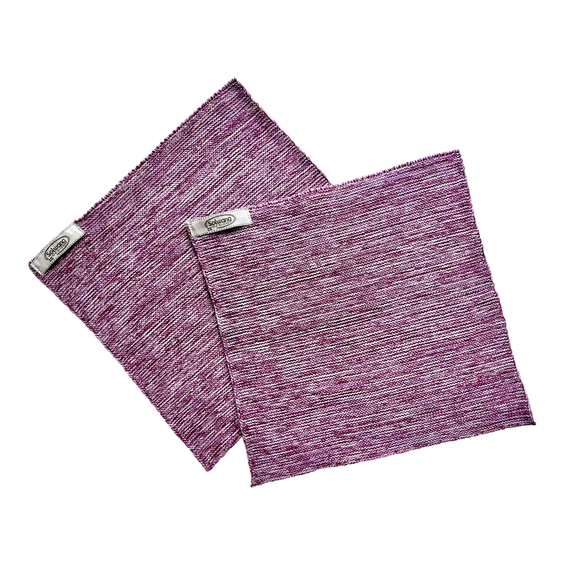 Gestrickte Wischtücher aus Garnresten 2er Set Lila/Rosa/Sand Mix