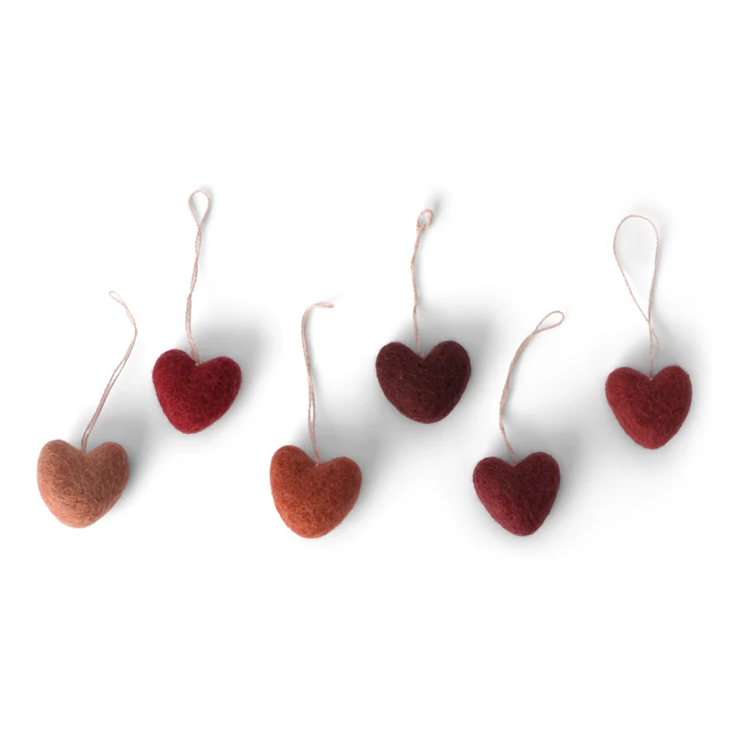 Mini Filz Herzen- 6er Set -Dusty rose-