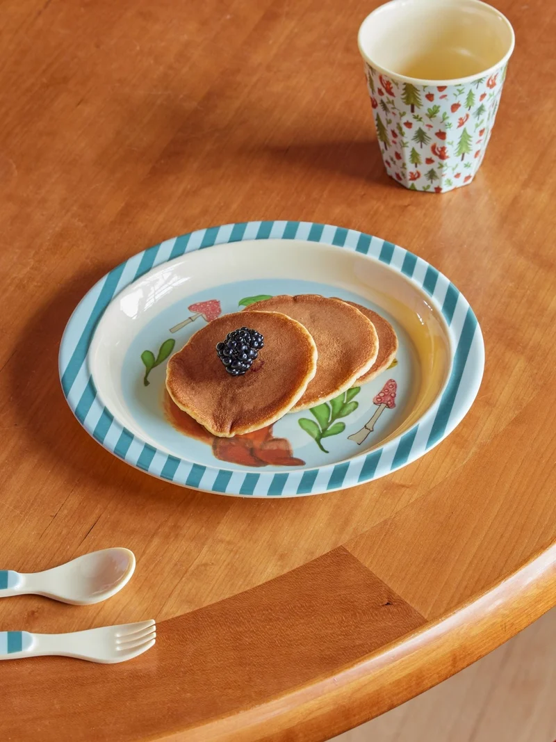 Kinderteller Blau "Happy Forest Print"