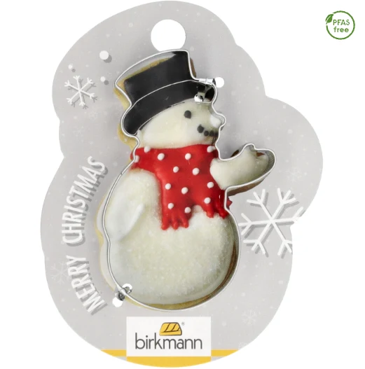 Ausstechform 'Schneemann', 8 cm, Edelstahl, auf Geschenkkarte