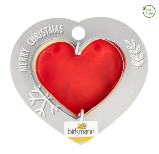 Ausstechform 'Herz', 7 cm, auf Geschenkkarte, Edelstahl
