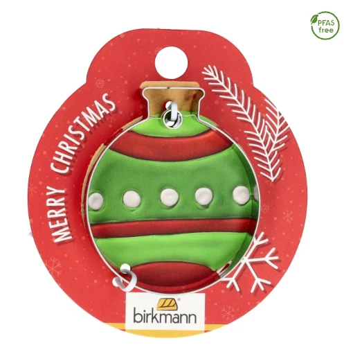 Ausstechform 'Christbaumkugel', 5,5 cm, auf Postkarte, Edelstahl