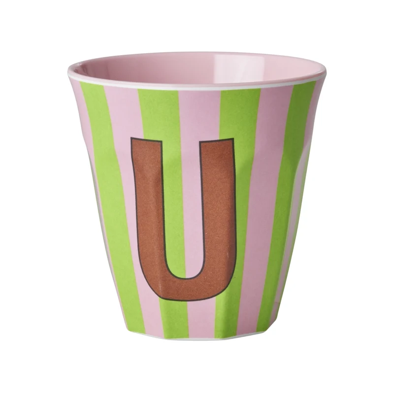 Rice Becher medium - Buchstaben Mehrfarbig - Pink Stripes
