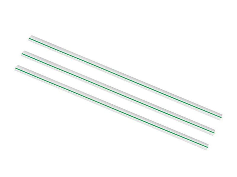 Regular 7 x 210mm clear PLA green stripe straw