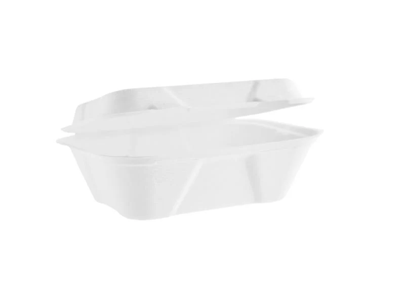 7x 5in regular bagasse clamshell - white