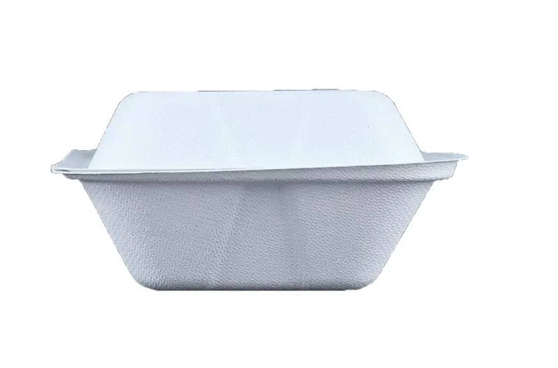 5in bagasse burger box - white