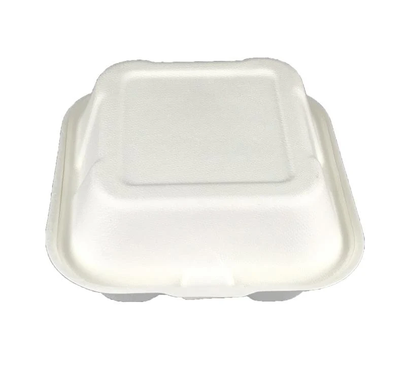 5in bagasse burger box - white