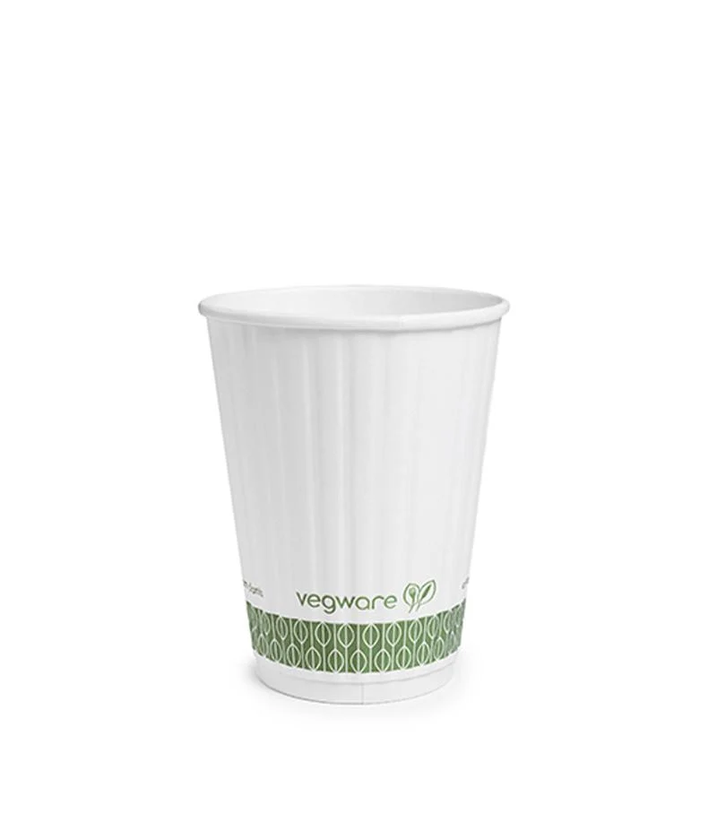12oz white embossed hot cup - large lid