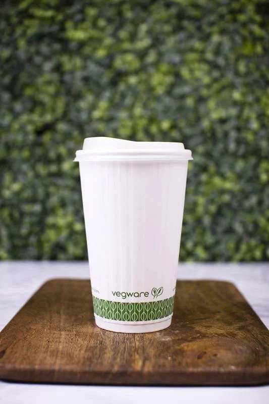 16oz white embossed hot cup - large lid