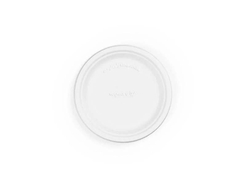 7in bagasse plate - white