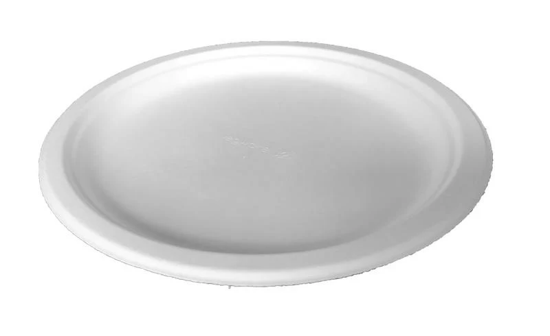 9in bagasse plate - white