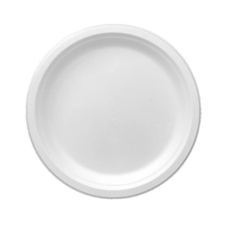 9in bagasse plate - white