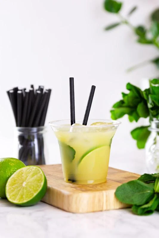 Cocktail black paper straws 6 x 140mm