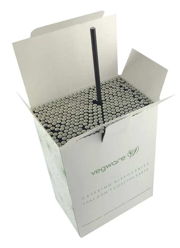 High ball black paper straws 6 x 200mm