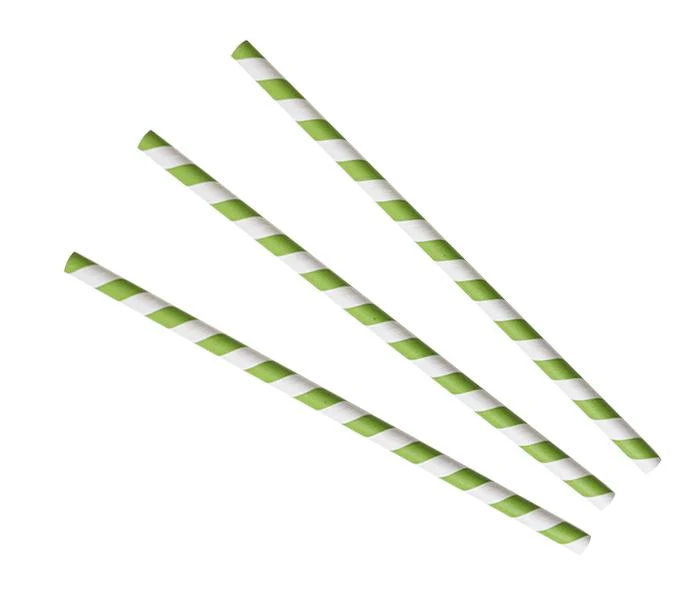Jumbo green swirl paper straws 8 x 200mm