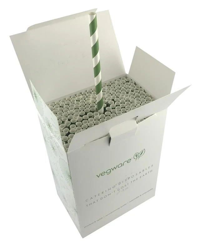Jumbo green swirl paper straws 8 x 200mm