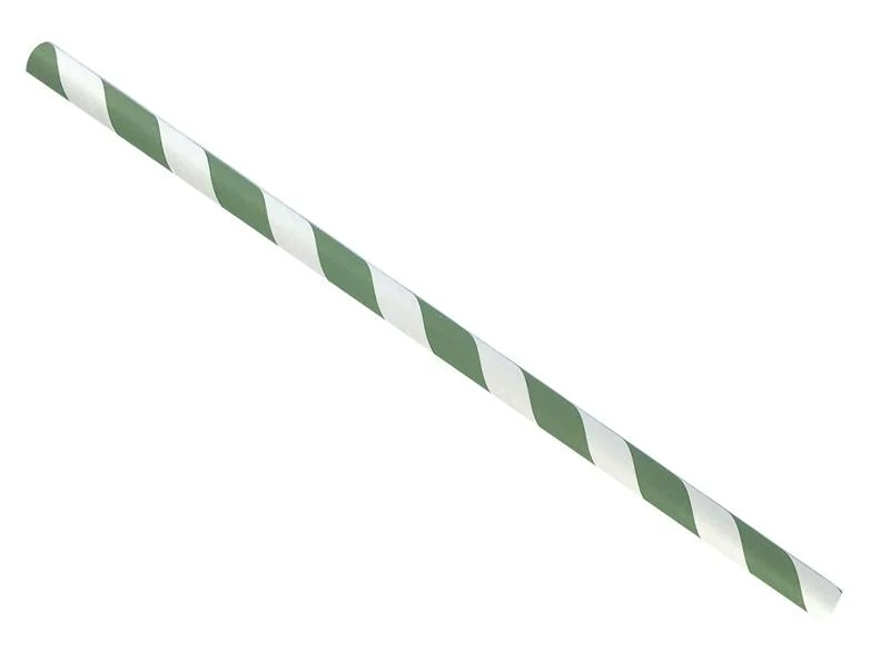 Jumbo green swirl paper straws 8 x 200mm